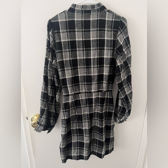 Sezane Capri Flannel Shirtdress Mini Wrap Washington Check French Academia 40 - Picture 8 of 16